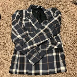 1. State Plaid Blazer - Black, White, Brown